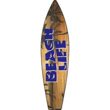 Beach Life Metal Surf Board Sign 17"x4.5" Plaque Home Door Garage Wall Decor