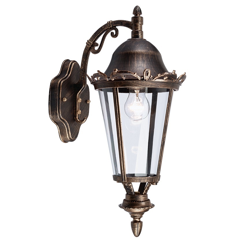 Applique Esterno Vintage Nero Oro | Lanterna Giardino Alluminio E27