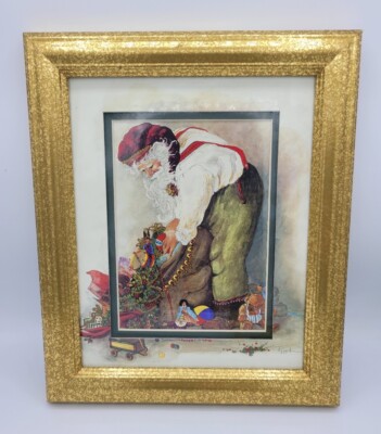Framed Night Before Christmas Santa Print ''December 24th'' Signed Peggy Abrams