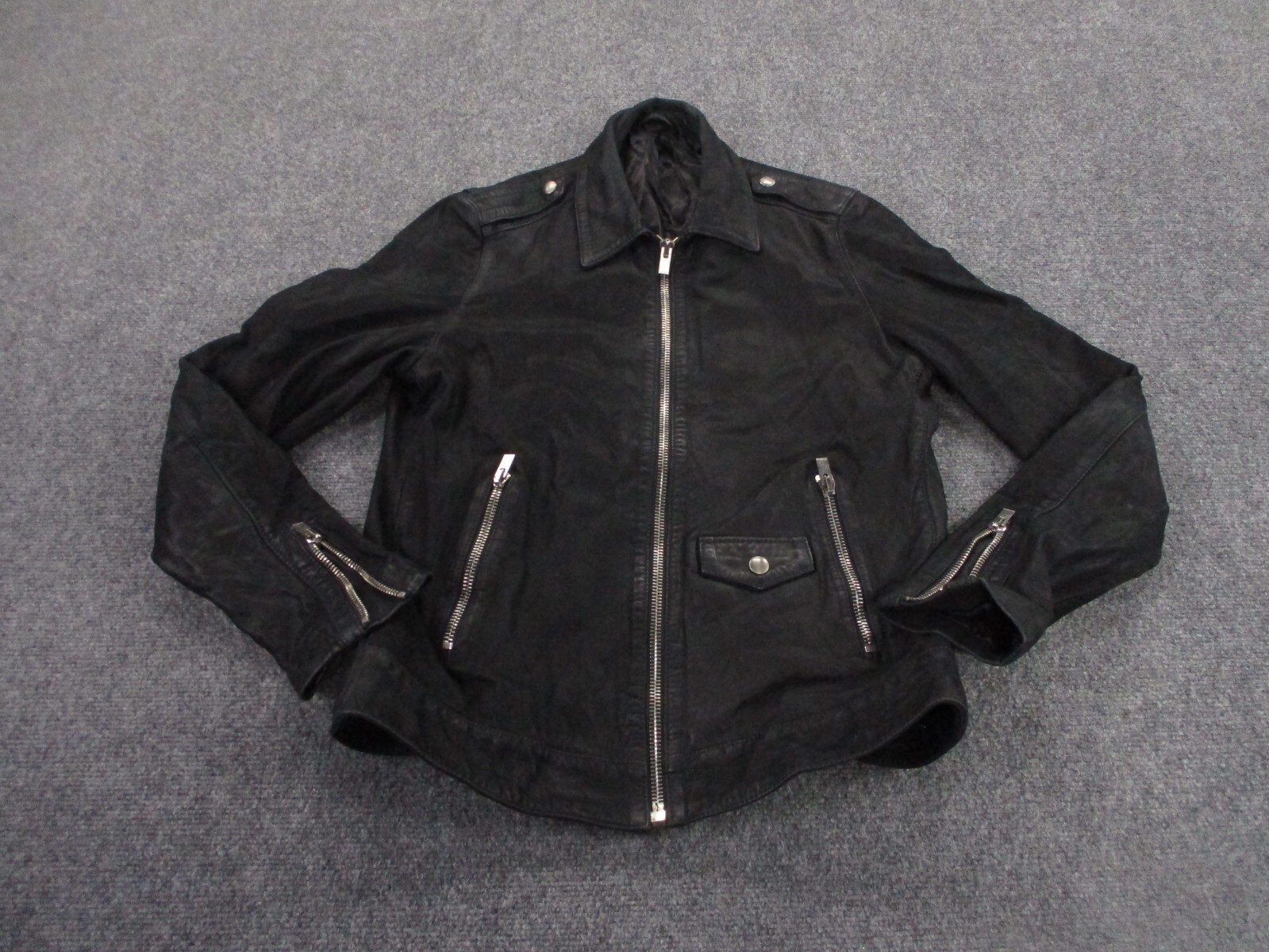 Kooples Jacket Adult L Black Cow Leather Heavy Outdoors Biker Punk Womens
