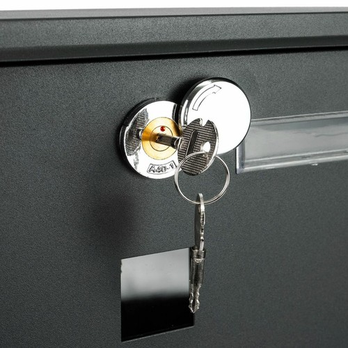 Wall Mounted Letter Box Secure Mail Post Key Lock Home Office Steel Dark Grey - Picture 8 of 9