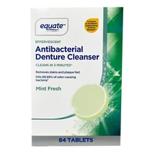 Equate Antibacterial Denture Cleanser Tablets, Mint Fresh, 84 Count