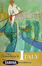 Italy Venice vintage air travel promotion poster 16x24