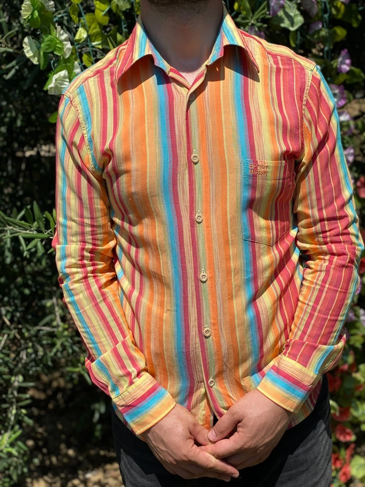 Camisa de vestir informal vintage 1998 Missoni deportiva a rayas multicolor talla 48 2 M Foto 3 de 4