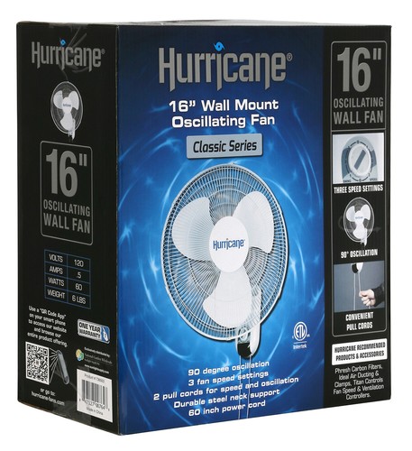 Oscillating Wall Mount Fan 16-inch 