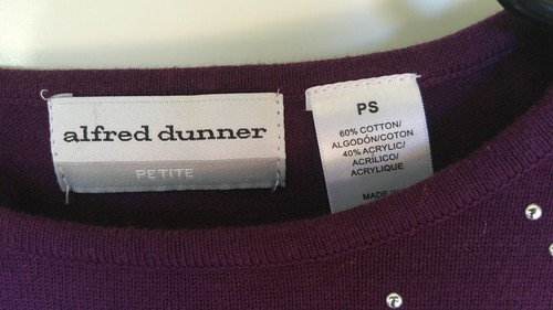 ALFRED DUNNER Dark Purple Beaded Long Sleeve Sweater PS - Picture 5 of 6