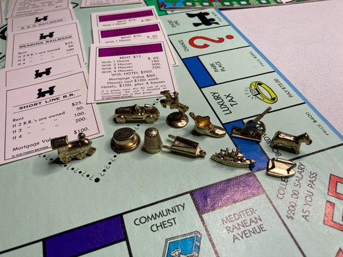 Vintage 1985 Monopoly Deluxe Anniversary Edition Game Complete Gold Tone Tokens - Picture 7 of 16