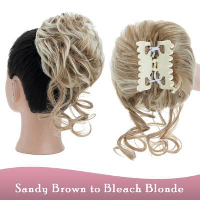 Messy Ponytail Short Bun Updo Claw On Pony Tail Clip In Hair  display picture 1