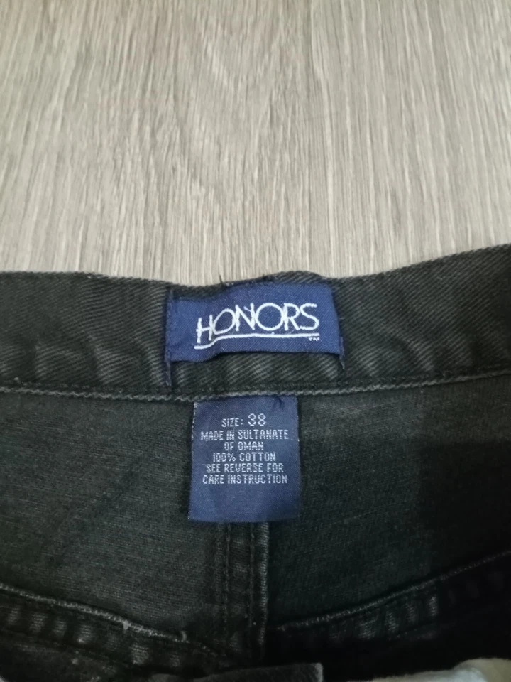 Vintage Honors Men Black Denim Size 38 Pocket Jean Shorts Outdoor Workwear M28 - Image 3 of 4