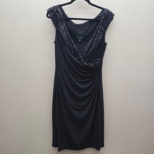 Lauren Ralph Lauren Evening Sequin-Embellished Surplice Faux Wrap Dress Size 12