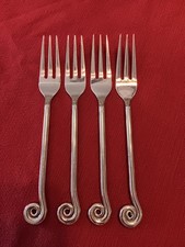 4 Pottery Barn Fiddlehead 8 1/4" Glossy Dinner Forks Coiled READ DESCR. 