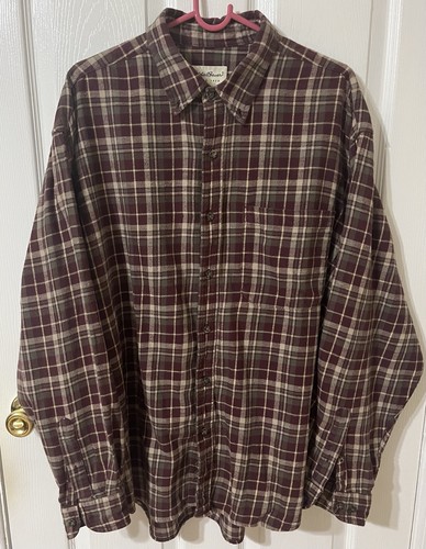 Eddie Bauer Flanellhemd Herren L burgundergrün kariert 100 % Baumwolle gebraucht, in einwandfreiem Zustand