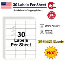 Premium Shipping Address Mailing Labels 1" x 2 5/8" 30 Labels Per Sheet 30 UP