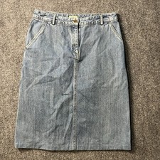 L.L.Bean Denim Midi Skirt Womens 8 Reg Blue Side Pockets Americana 30x24