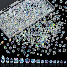 Crystal Beads, 800 Pcs Crystal Glass Beads Bulk, Clear Crystal Beads for Jewelry
