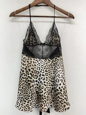 Victoria's Secret size Small Animal Leopard Print Lace Satin Slip Chemise