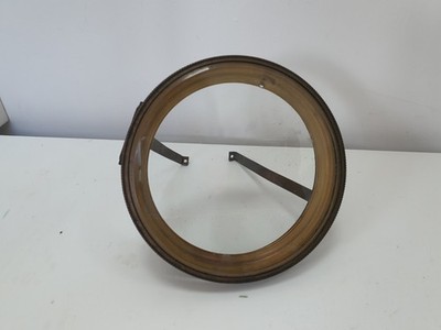 Antike Uhrenfront abgeschrägte konvexe Glastür Messingrahmen 12 cm Deko Requisite