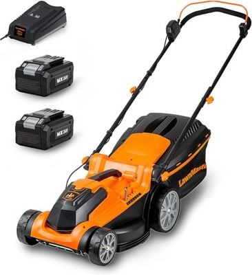 LawnMaster CLMF2437G Akku-Rasenmäher 24V Max 2x4.0Ah Batterie, 37cm 300m² Mulche