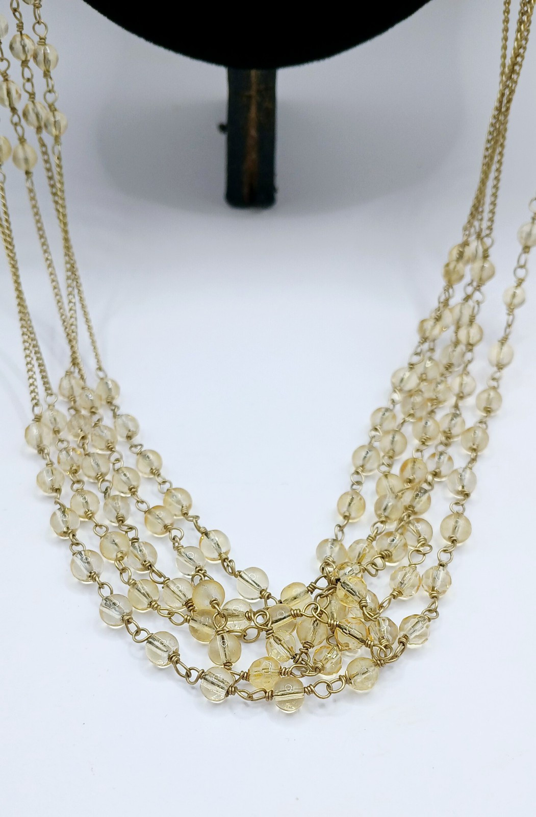 Talbots Multistrand Light Yellow Chain Necklace W… - image 2