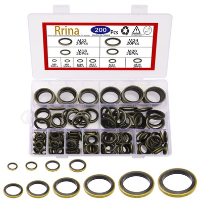 #ad Rrina 200Pcs Metric Dowty Bonded Seal Oil Washer Assortment Kit 10 Sizes M6 ... $21.25