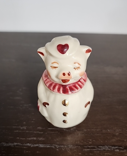 VTG SHAWNEE Winnie the Pig Salt -OR- Pepper Shaker Burg Collar w/Gold Highlights - Picture 9 of 13