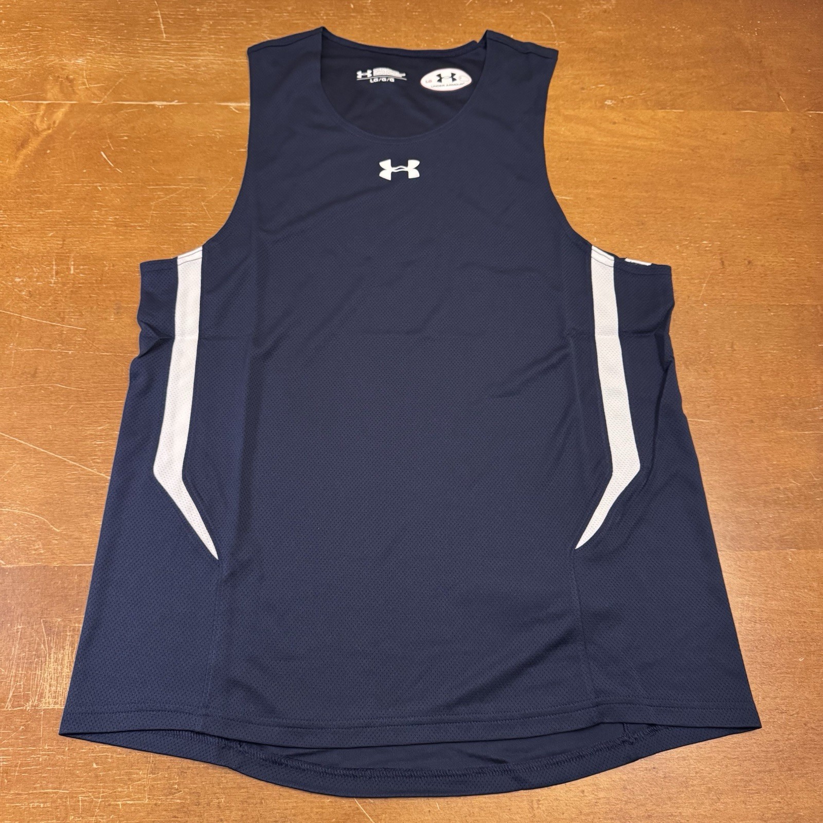 Under Armour Shirt Mens Large Blue Running Loose Heat Gear Tank Top Sleeveless