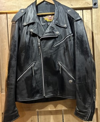Vintage Harley Davidson CA03402 Leather Jacket-Black-Made in USA-Size XL Mens