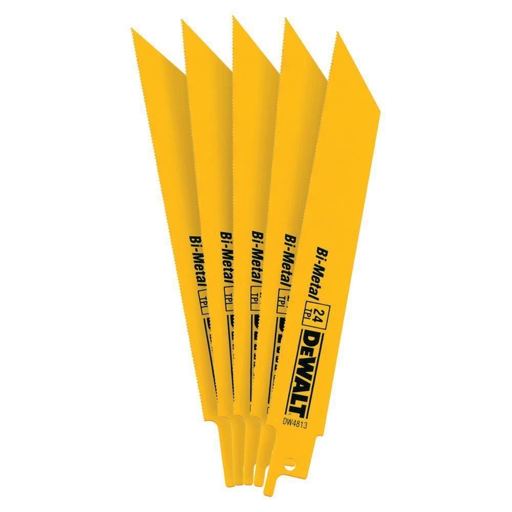 DeWalt DW4813 6" x 24 TPI Straight Back Bi Metal Reciprocating Saw Blades 5PCS
