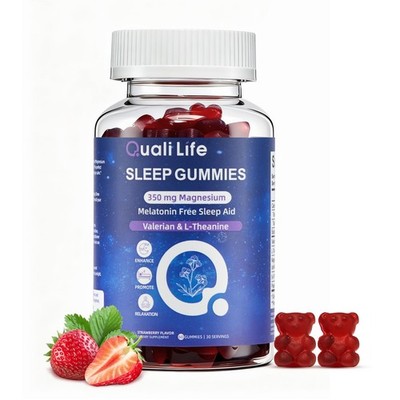 Melatonin Free Sleep Gummies for Adults with Magnesium, Valerian Root, 5HTP &...