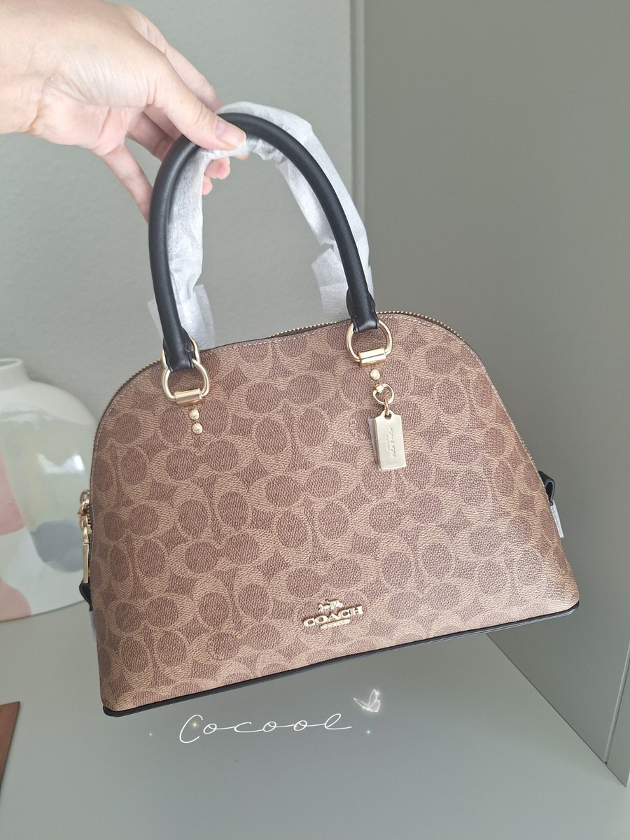 NWT COACH KATY SATCHEL IN SIGNATURE CANVAS GOLD/TAN BLACK | eBay