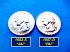 1953-S & 1957-D Lustrous Quarters ➫ 1953S is "AU" ➫ 1957D is "BU" ➫ 253*