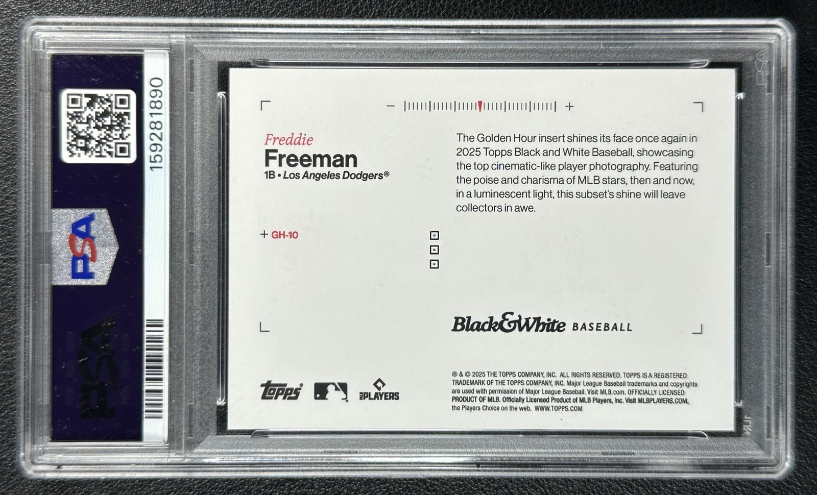 FREDDIE FREEMAN PSA 9 2025 TOPPS BLACK AND WHITE #GH-10 GOLDEN HOUR 31/50 view 2