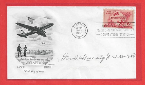 Donald Cummings USAAF Fighter Pilot ACE WW 2 SIGNED Aviation FDC-1953