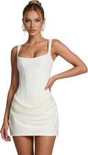 Corset Mini Dresses Sexy Pleated Lace-Up Homecoming Dresses Cocktail Party Gowns