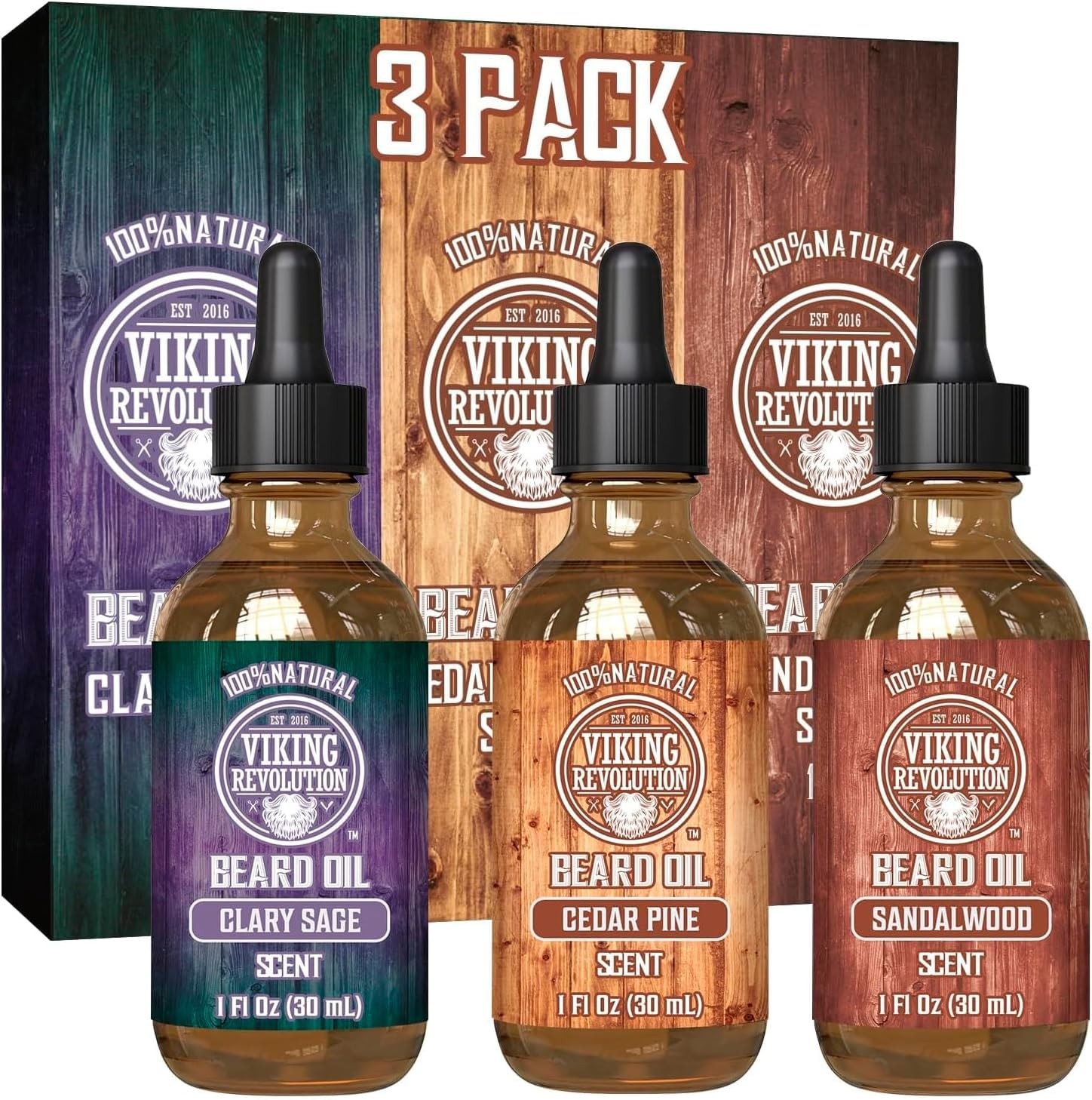 For Men 3 Pack - Natural Mens Beard Oil Variety Set