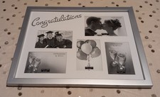 Cornice portafoto multifoto con cornice argento "Congratulazioni" (47 cm x 37,5 cm)