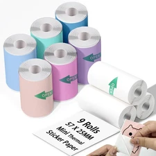 New Best 9 Rolls Mini Thermal Sticker Paper for Inkless Printer 3 of White & 6