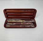 Longaberger Pen Pencil Letter Opener Set Wood Case
