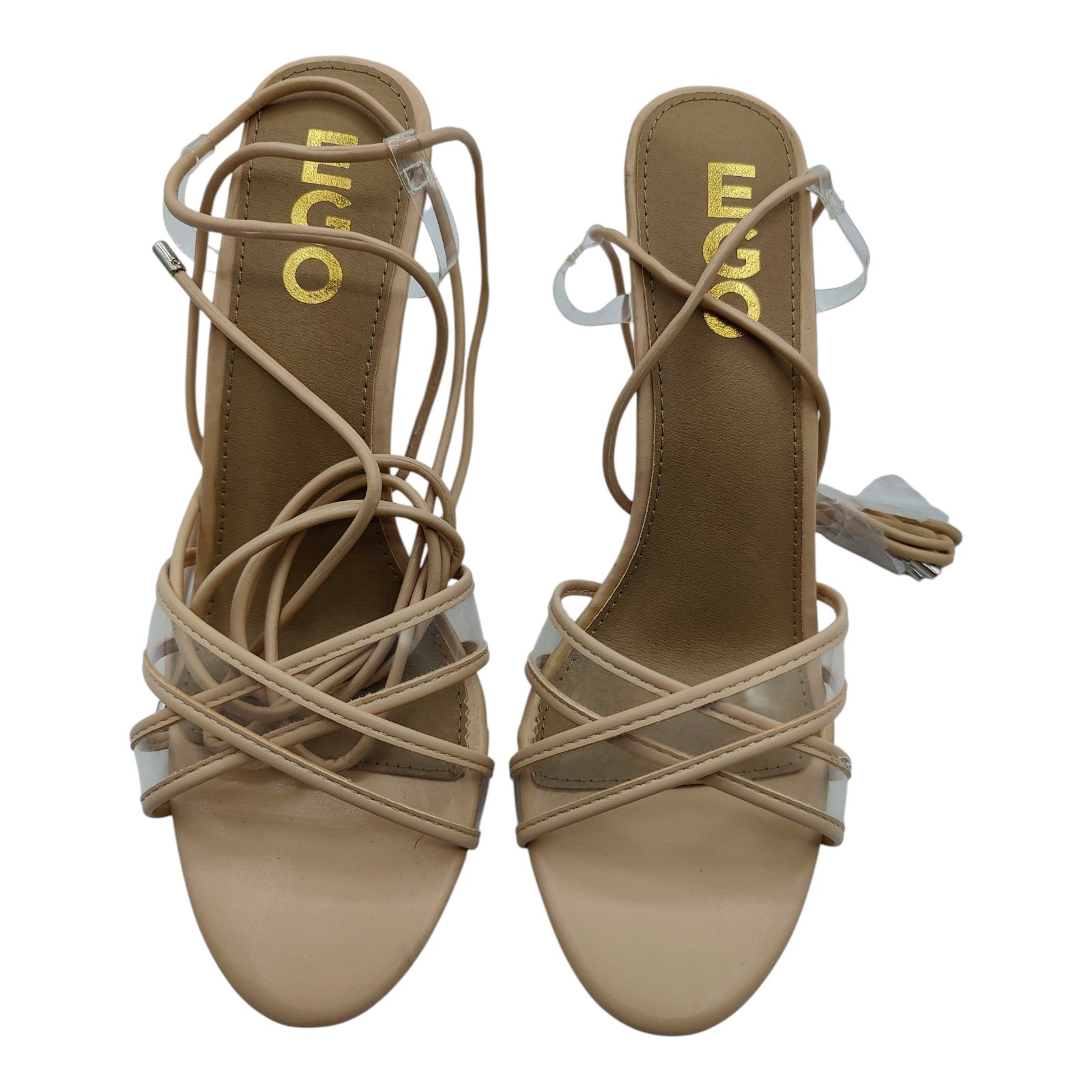 APL sandali donna ego tacco nudi skylar cravatta incrociata over strap misura 7 vestibilità ampia