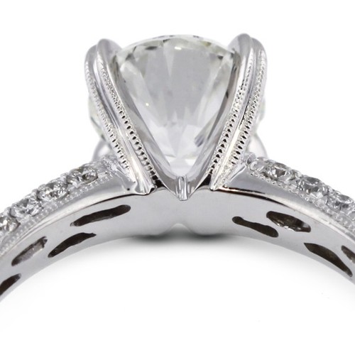 5.9CT NATURAL DIAMOND H/SI1 ROUND 14K WHITE GOLD THREE SIDES PAVE ACCENT RING - Picture 10 of 15
