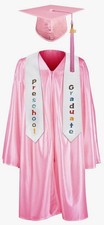Preschool Graduation Cap Gown Stole Package w/ 2025 Tassel Certificate Pink READ