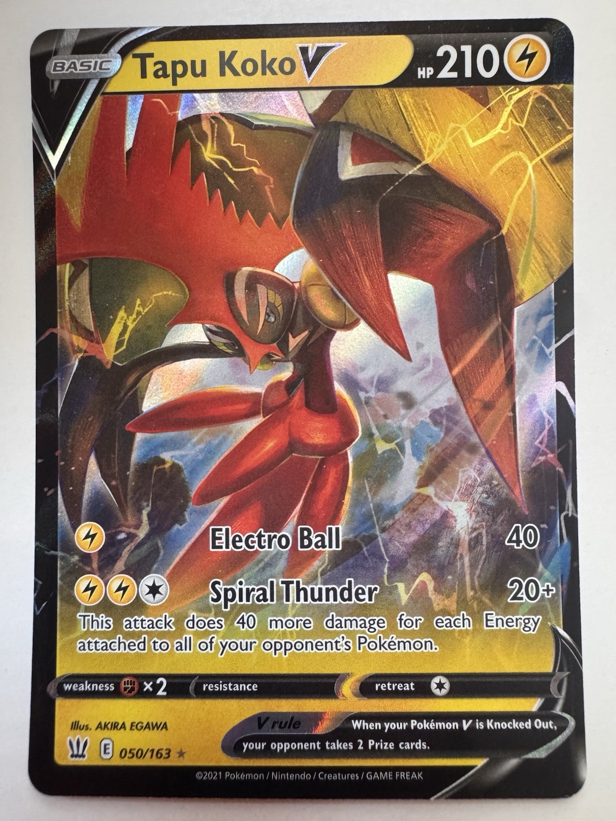 TAPU KOKO V 050/163 BATTLE STYLES POKEMON (ULTRA RARE, NM)