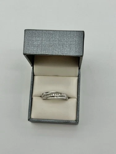 Men's Vintage 925 Sterling Silver Diamond Wedding Band Size 10.75 (4.6g)