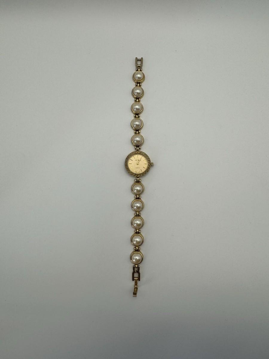 Unitron Gold Tone Pearl Accent Ladies Bracelet Watch Unique Pearl gold tone multi dial semi precious Women  main image 4