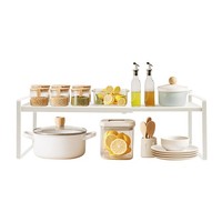 Schrankregal KüChe Bad BüRo Flexibel Eisen Organizer Erweiterbar 34-63 Cm 10Kg