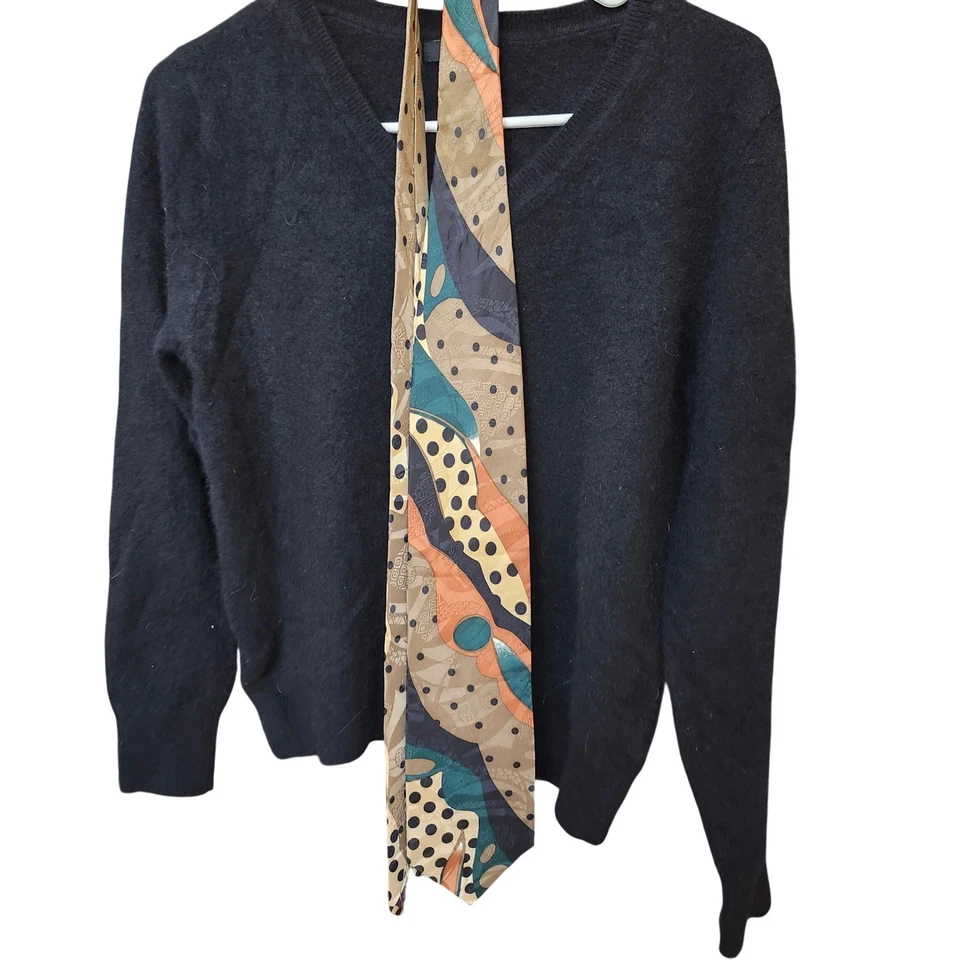 Corbata de estudio Carlo Palazzi 100 % seda hecha a mano abstracta a lunares Foto 3 de 4