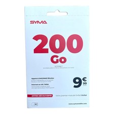 Carte SIM prépayée SYMA Mobile Appel SMS Illimité 200Go Internet sans abonnement