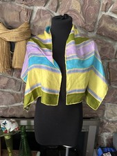 BURMEL Silk Scarf, Green Blue Black Vintage, Hand-rolled Hem, Japan