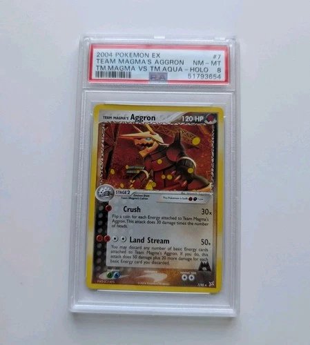 Team Magma's Aggron PSA 8 2004 Holo NM Team Magma vs Team Aqua 7/95