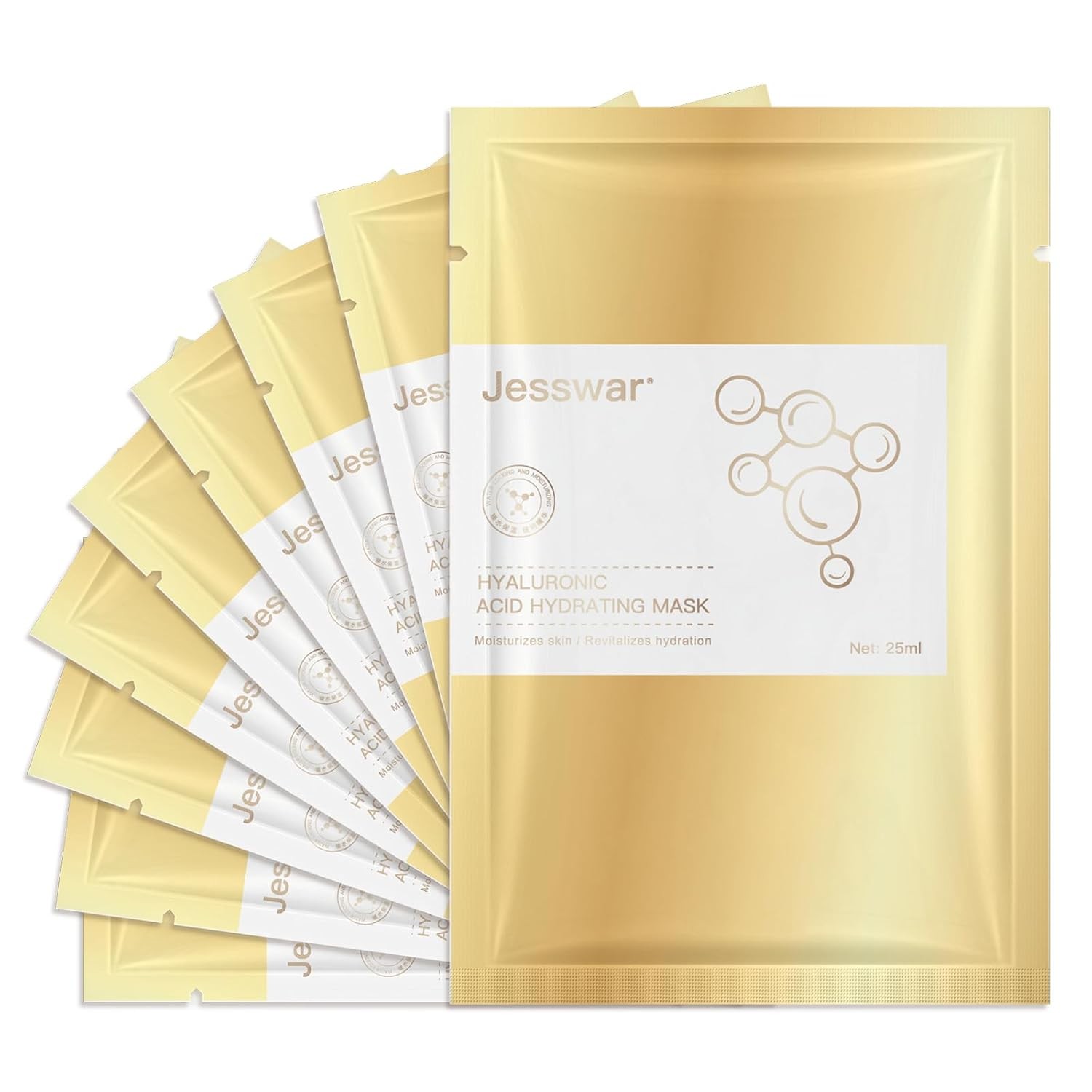 JessWar Hydrating Hyaluronic Acid Sheet Mask 10 Pack with Centella Asiatica-image